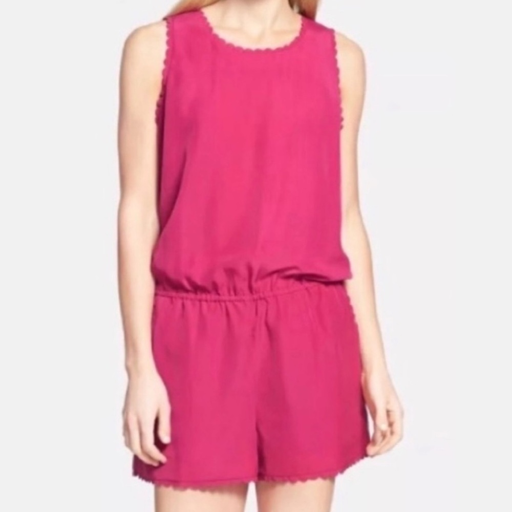 NWT Chelsea28 Pink Scalloped Sleeveless Romper